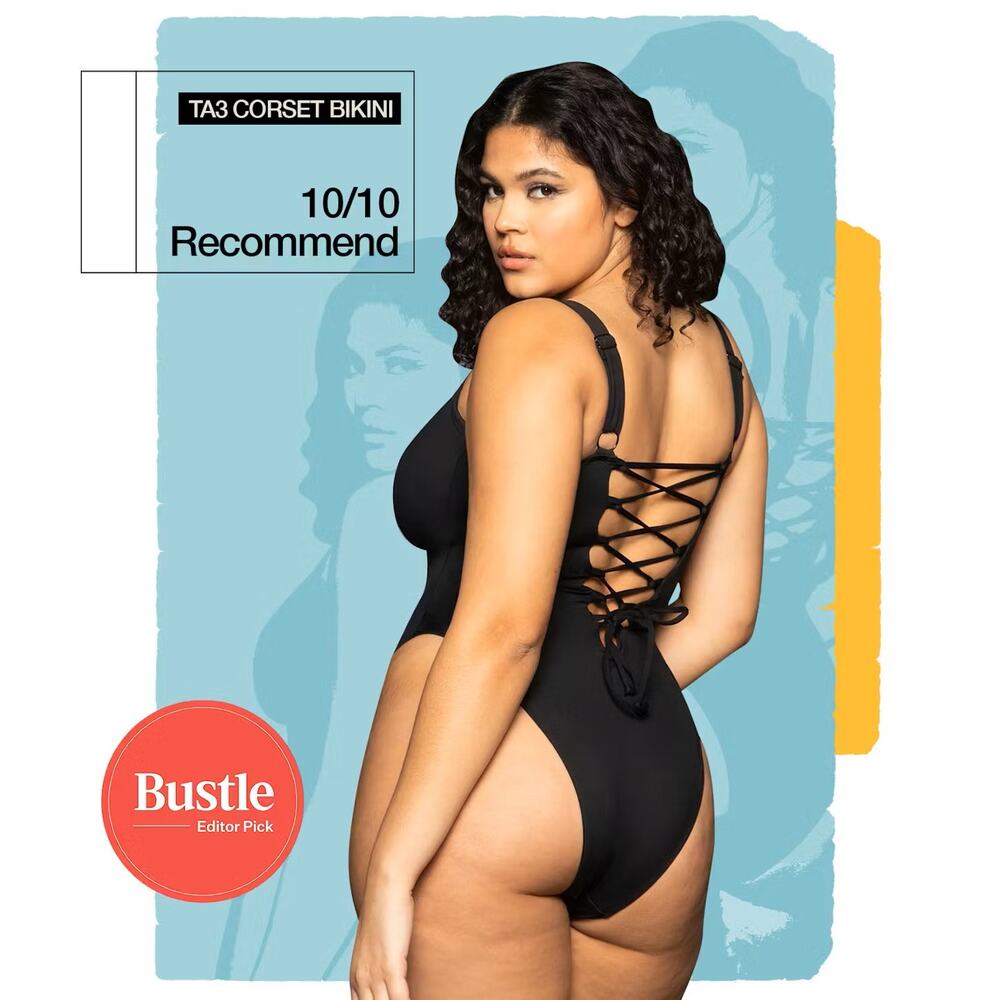 TA3 Hi Cut Lifty Black One-Piece Corset Lace-Up Back Underwire Shapewear - Picture 6 of 9